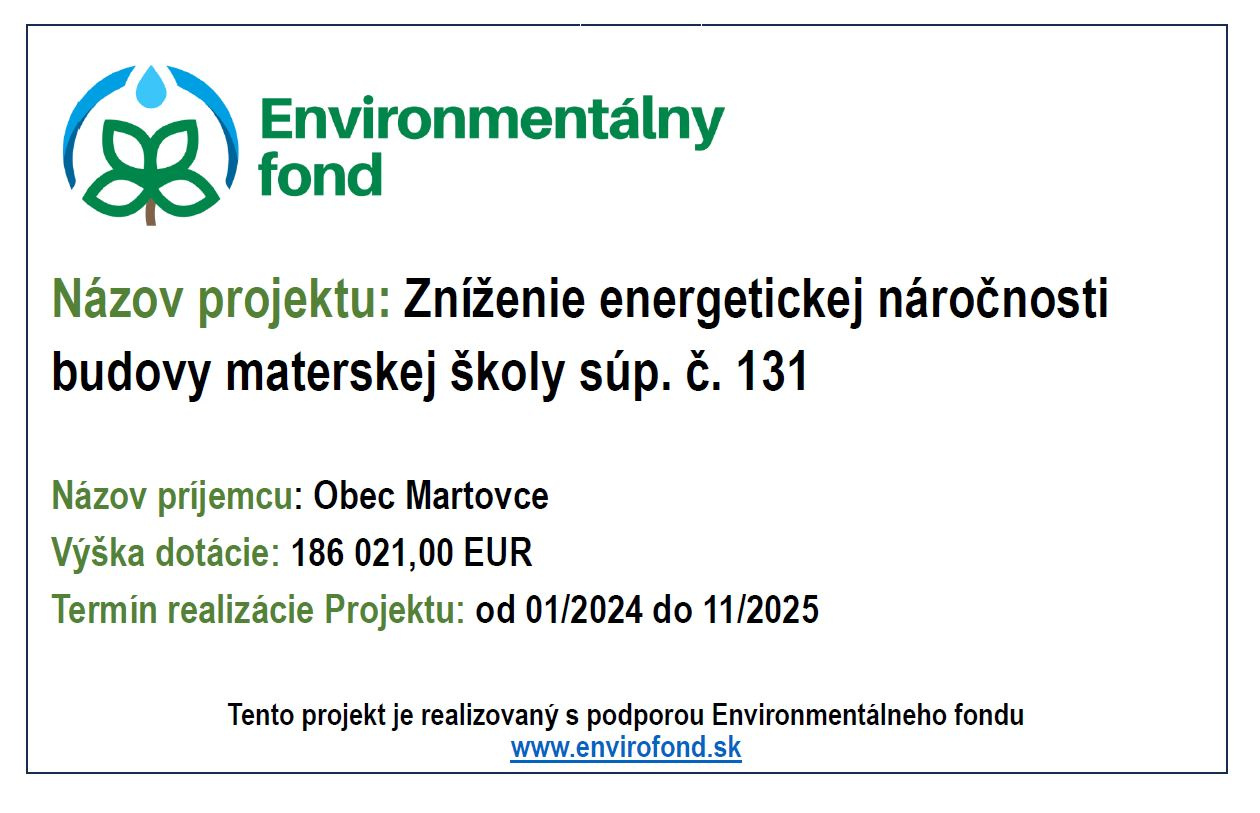 Zníženie energetickej náročnosti budovy materskej školy súp. č. 131