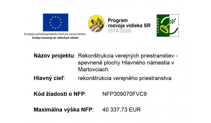 Rekonštrukcia verejných priestranstiev - spevnené plochy Hlavného námestia v Martovciach