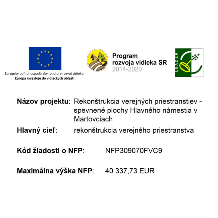 Rekonštrukcia verejných priestranstiev - spevnené plochy Hlavného námestia v Martovciach