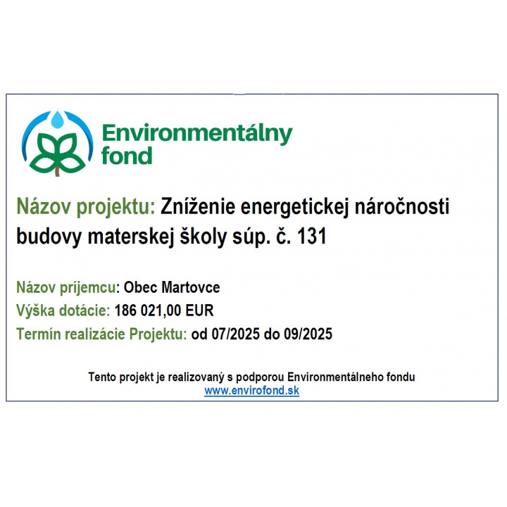 Zníženie energetickej náročnosti budovy materskej školy súp. č. 131